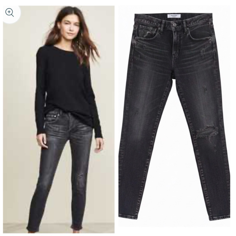 Moussy “Howa” Black Heavily Distressed Straight Tapered Japanese Jeans SIZE:29